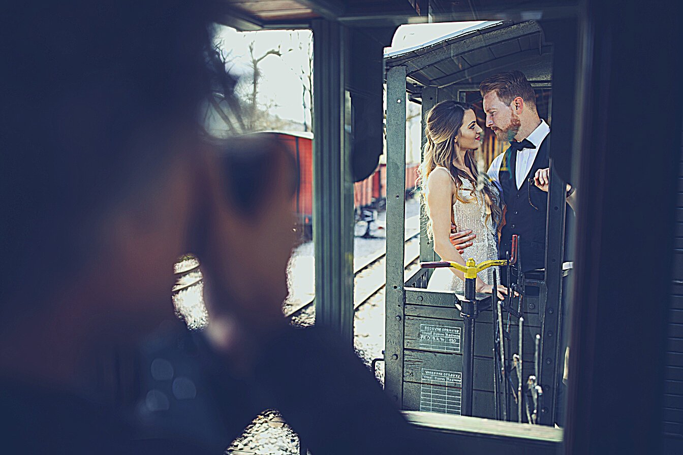 Photographing wedding couple